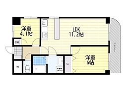サニーサイド豊中 2LDKの間取図画像