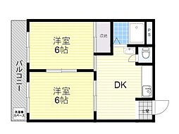 エリータ桃山台2 2DKの間取図画像