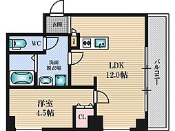 新大阪スターハイツ 1LDKの間取図画像