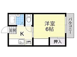 ヴィラプレフェール 1Kの間取図画像