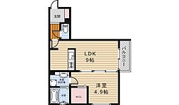 アリエッタ牧落 1LDKの間取図画像