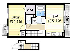 ドゥ・フロレアールヨシノ 1LDKの間取図画像