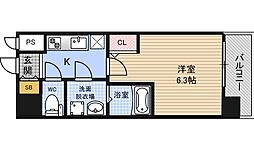 Sレジデンス新大阪リデンテ 1Kの間取図画像