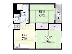 草野マンション21号館 2DKの間取図画像