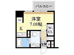ドゥーエ江坂3 ワンルームの間取図画像