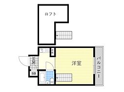 メゾネット北野 1Kの間取図画像