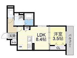 アマントリビエール瀬川 1LDKの間取図画像