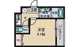 フジパレス新高 1Kの間取図画像