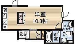 サングリエG ワンルームの間取図画像