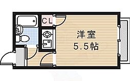 ルネ牧落 ワンルームの間取図画像