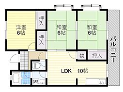 第2ハイツ箕面 3LDKの間取図画像