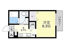 ローゼンハイム 1Kの間取図画像
