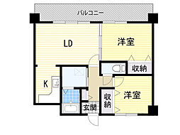 ルグラン服部 2LDKの間取図画像