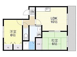 リーブラ東多田 2LDKの間取図画像