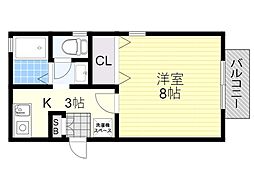 セジュール曽根 1Kの間取図画像