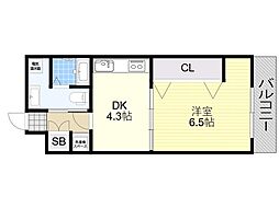 アーキグレース新大阪 1DKの間取図画像