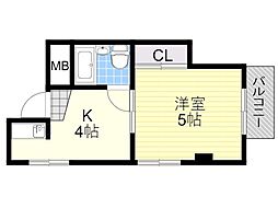 ハイツ紫苑 1Kの間取図画像