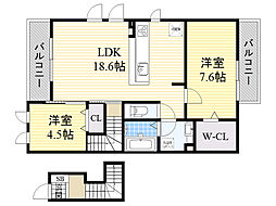 ハイツK 2LDKの間取図画像