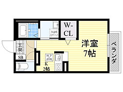 ビバス豊中 1Kの間取図画像