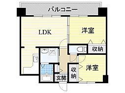 ルグラン服部 2LDKの間取図画像