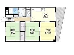 ラパース 3DKの間取図画像