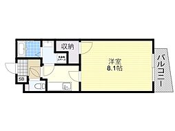 フローレス 1Kの間取図画像