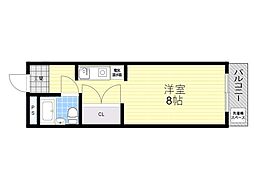 クレドール石橋 ワンルームの間取図画像
