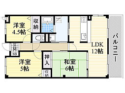 アーバンクリフ箕面 3LDKの間取図画像
