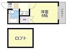 スカイポート伊丹 1Kの間取図画像