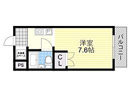 ロイヤルエスペラントオクノ ワンルームの間取図画像