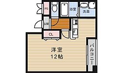 ハーメスアズール ワンルームの間取図画像