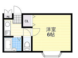 フェニックス豊中 1Kの間取図画像