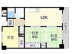 ハイム矢納 3LDKの間取図画像