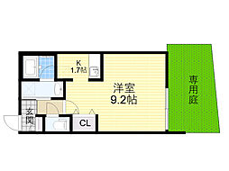 WELLSQUARE池田天神 ワンルームの間取図画像