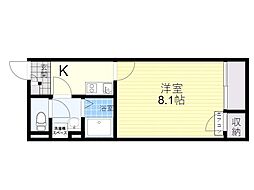 レオネクストイクセン5 1Kの間取図画像