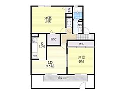 ブリックコート 2LDKの間取図画像