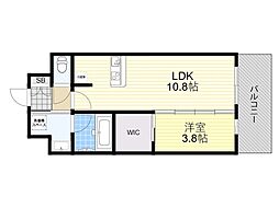 ドンパレス江坂 1LDKの間取図画像