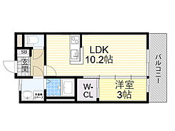 ORACION吹田 1LDKの間取図画像