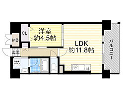 プレメント豊中 1LDKの間取図画像