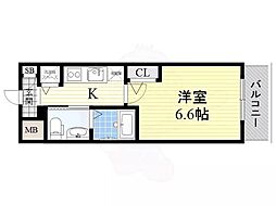 エスリード江坂江の木町 1Kの間取図画像