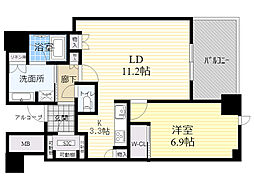 シエリアタワー千里中央 1LDKの間取図画像