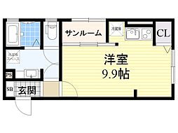 VillaSatsuki ワンルームの間取図画像