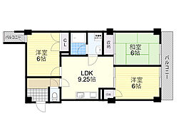 アンシャンテ豊中 3DKの間取図画像