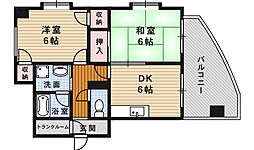 シティヒルズ蛍池 2DKの間取図画像
