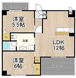 フェニックス緑地公園 2LDKの間取図画像
