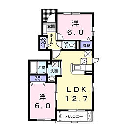 サンウィングス2 2LDKの間取図画像