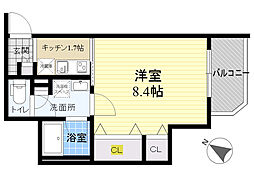 ウェルスクエア池田石橋 1Kの間取図画像