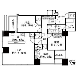 ワールドシティタワーズキャピタルタワーC1棟 3SLDKの間取図画像