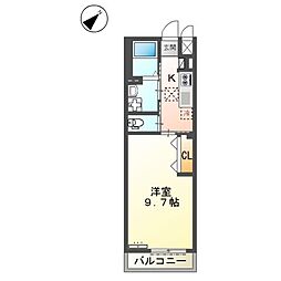 シェルト 1Kの間取図画像