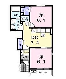 ラルジュグリーンF 2DKの間取図画像